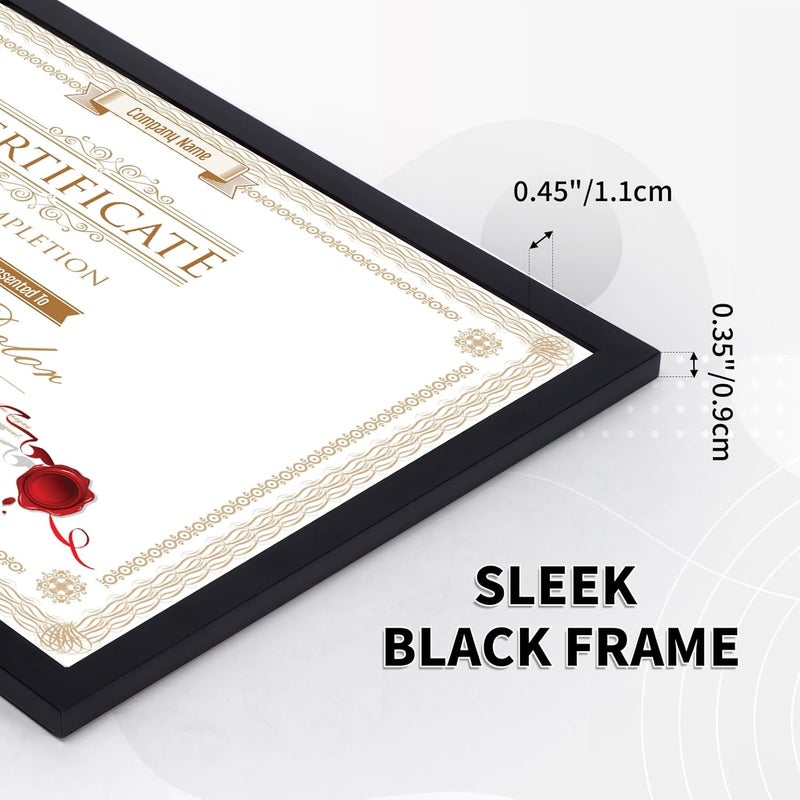 WIFTREY 14 Pack 8.5x11 Certificate Picture Frames, Multi 8.5 by 11 Photo Frame for Award Document Diploma Frame, Wall Hanging or Tabletop Display, Black - Image 3