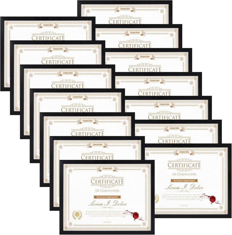 WIFTREY 14 Pack 8.5x11 Certificate Picture Frames, Multi 8.5 by 11 Photo Frame for Award Document Diploma Frame, Wall Hanging or Tabletop Display, Black - Image 1