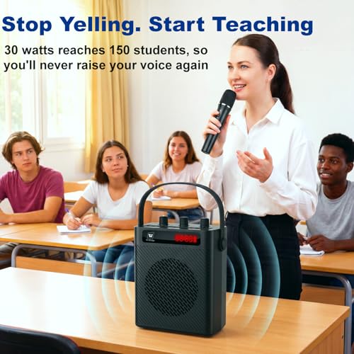 HW HAOWORKS Voice Amplifier with Wireless Microphone & Speaker - Portable Mini Bluetooth PA System with Handheld Mic, 30W Ultra-Light Rechargeable Megaphone for Teachers, Speech & Outdoor Events - S93 Pro - Image 2