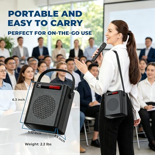 HW HAOWORKS Voice Amplifier with Wireless Microphone & Speaker - Portable Mini Bluetooth PA System with Handheld Mic, 30W Ultra-Light Rechargeable Megaphone for Teachers, Speech & Outdoor Events - S93 Pro - Image 5