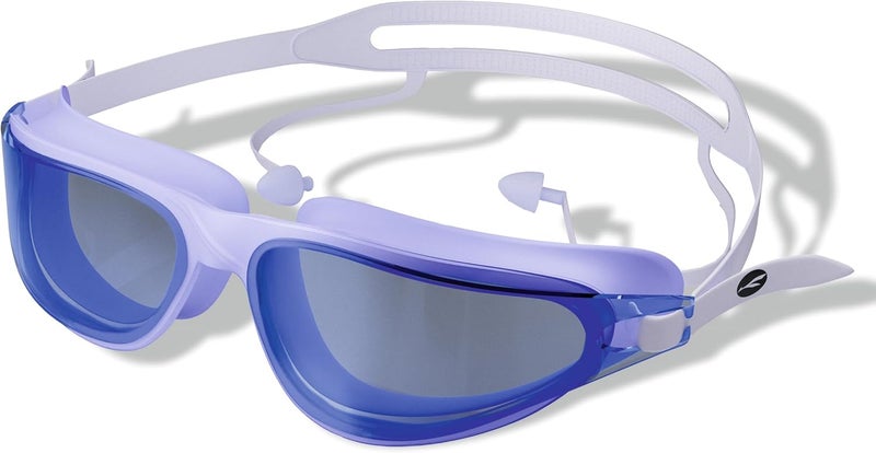 KONEX Anti Fog Swimming Goggles with UV Protection for Men & Women | Wide Angle View with Anti Leak Technology | Comes with Attached Ear Plugs | Ideal for Children & Adult (Blue) - Image 1