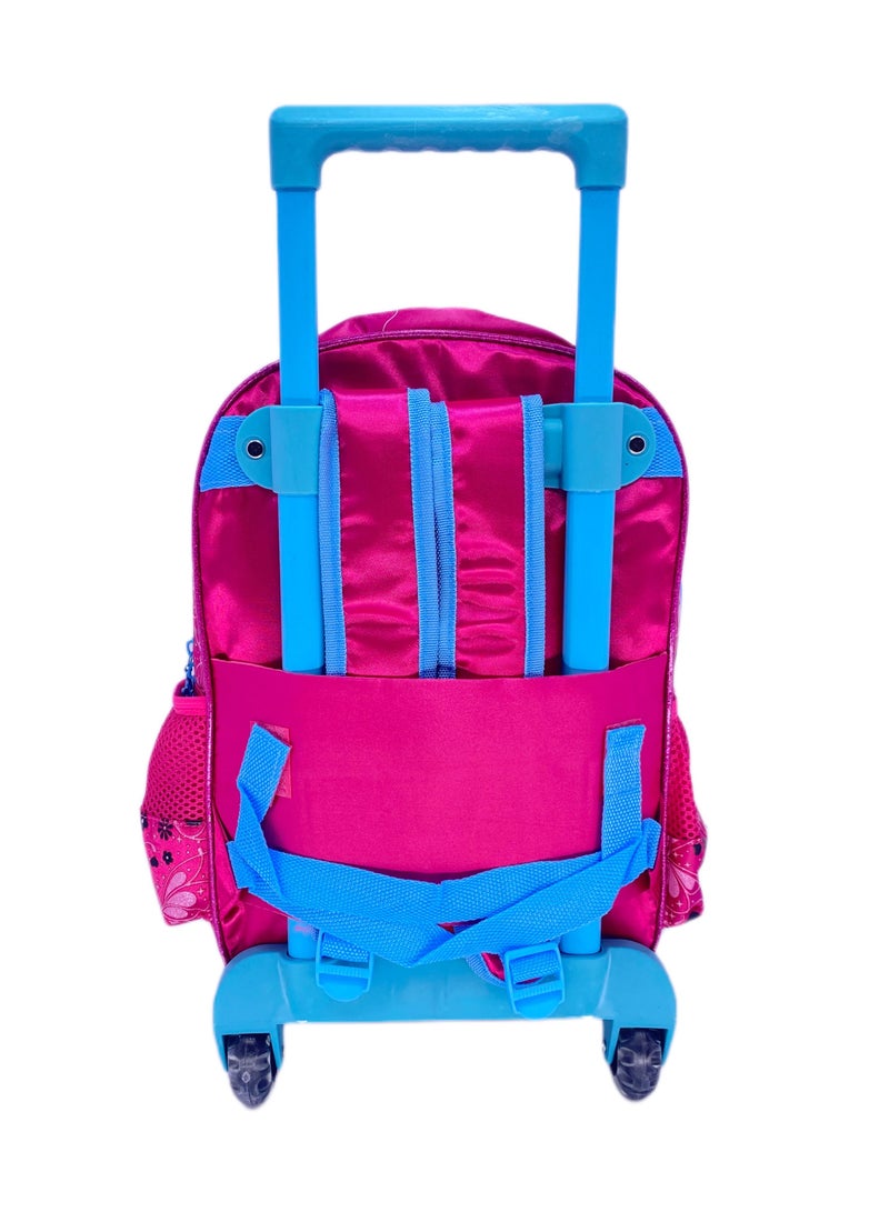 i-kola Pvc Premium Toddler Trolley with Backpack which Includes Trolley Bag luggage with Lunch Bag And pencil Case, wheels For boys (14 Inches) (Butterfly) - Image 4