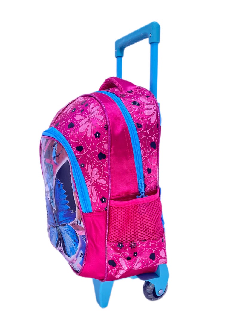 i-kola Pvc Premium Toddler Trolley with Backpack which Includes Trolley Bag luggage with Lunch Bag And pencil Case, wheels For boys (14 Inches) (Butterfly) - Image 2