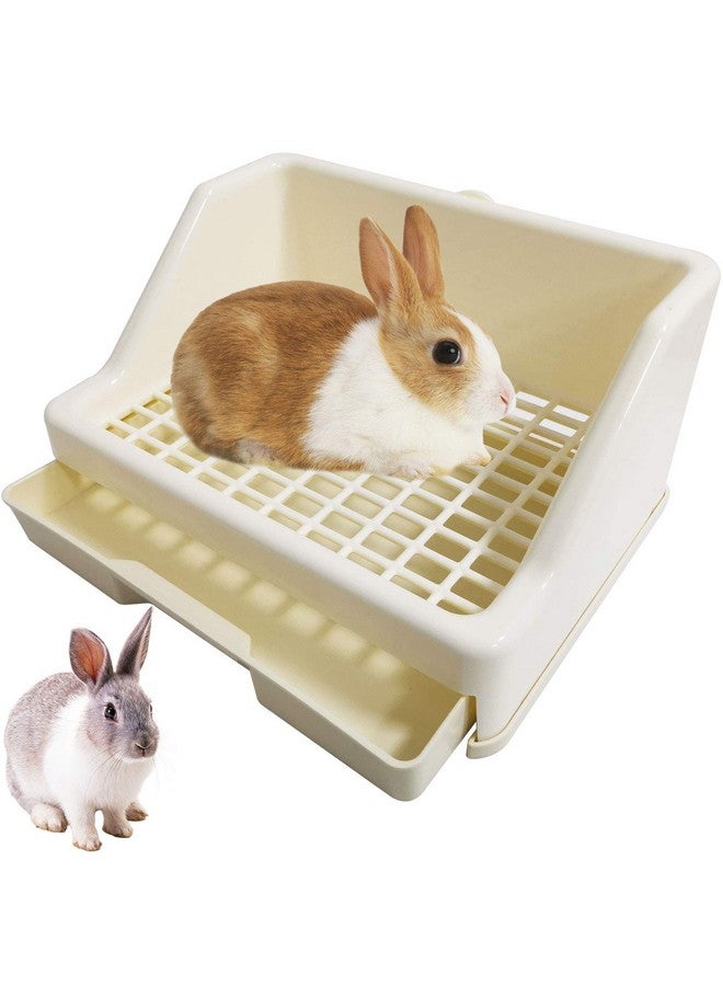 كاثسون صندوق فضلات الأرانب من كاثسون، تدريب على استخدام المرحاض في زاوية الحيوانات الصغيرة مع درج، قفص للحيوانات الأليفة، صندوق فضلات للحيوانات الأليفة، صندوق فراش للخنزير الغيني البالغ، الهامستر، الأرنب، النمس، الجاليساور، الفأر، السنجاب (أبيض) - Image 1