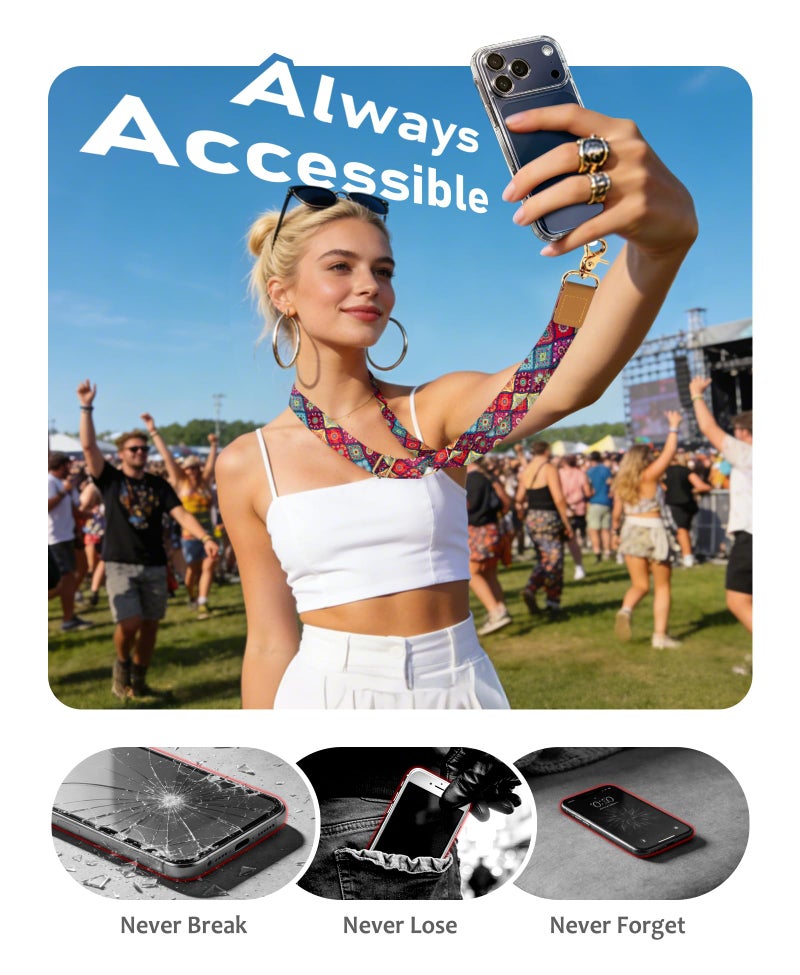 Yonlevres Phone Lanyard Crossbody Wrist Strap, Boho Bohemian Cell Phone Lanyards for around the Neck Wristlet Adjustable Strap for Women Keys Case ID Badges Accessories Mandala - Image 5