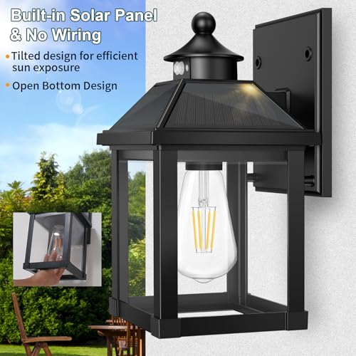 AEQ Solar Porch Lights Outdoor Solar Sconce Lights Outdoor with Motion Sensor Waterproof Wall Light with Clear Panel for Garage Porch Yard Front Door58 58 118in - Image 3