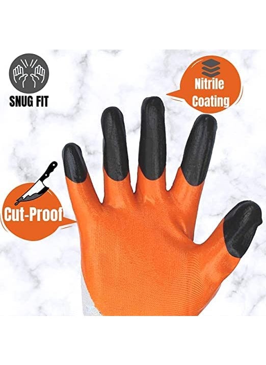 Generic S.R Traders Unisex Heavy duty reusable Full Nitrile Coated work safety gloves For Industrial | Gardening | Agricultural |Cleaning Gloves 5 Pair  - Image 5