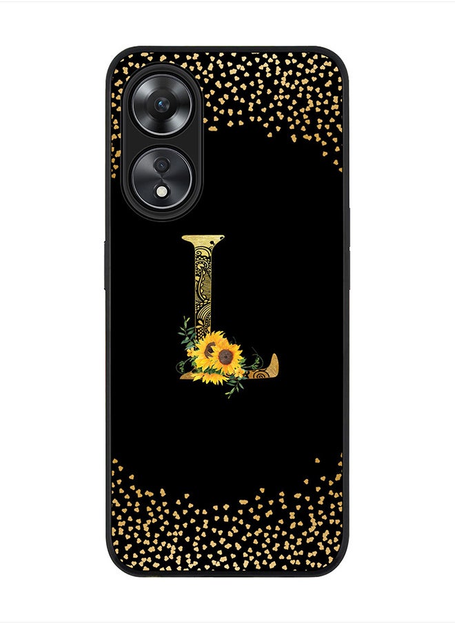 Stylizedd Cover for Oppo A78 5G /Oppo A58 5G Case , Rugged Black Slim fit Phone Cases Custom Monogram Initial Letter Mandala Floral Pattern Alphabet-L (Black)  - Image 1