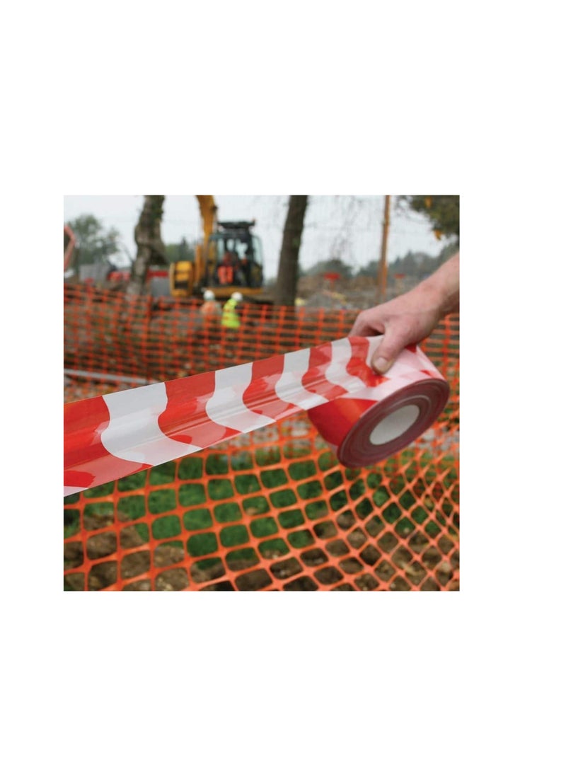 3”x45 Meter Red and White Barricade Caution Hazard Warning Safety Stripe Tape Non-Adhesive for Danger/Hazardous Areas. (Pack of 2) - Image 3