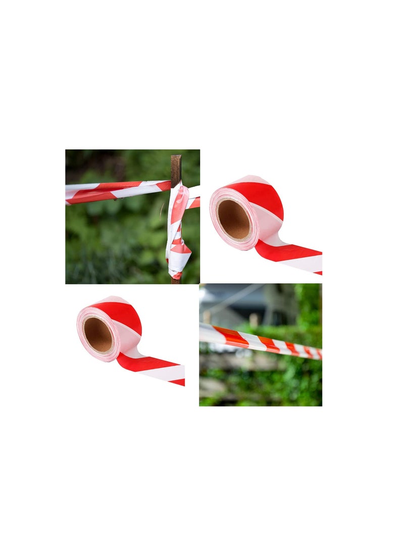 3”x45 Meter Red and White Barricade Caution Hazard Warning Safety Stripe Tape Non-Adhesive for Danger/Hazardous Areas. (Pack of 2) - Image 2