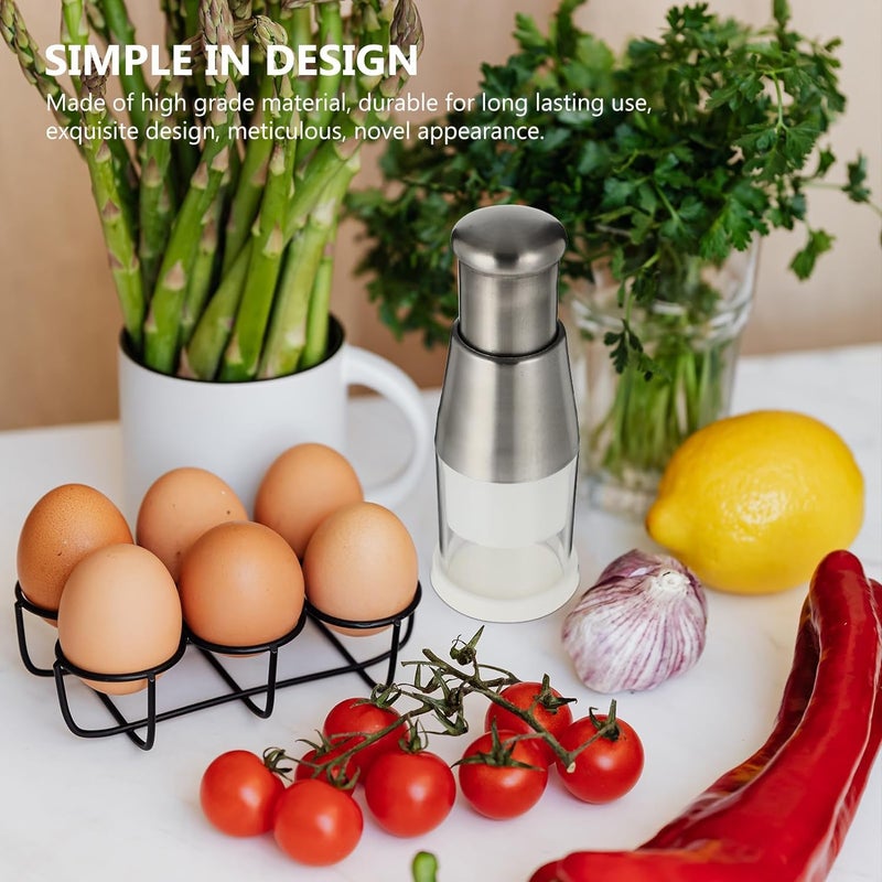 Deoxys Pressed Garlic Chopper Stainless Steel Manual Garlic Masher Handheld Push Type Garlic Crusher Labor Saving Kitchen Food Chopper Gadget for Ginger Chili Onion Salad - Image 3