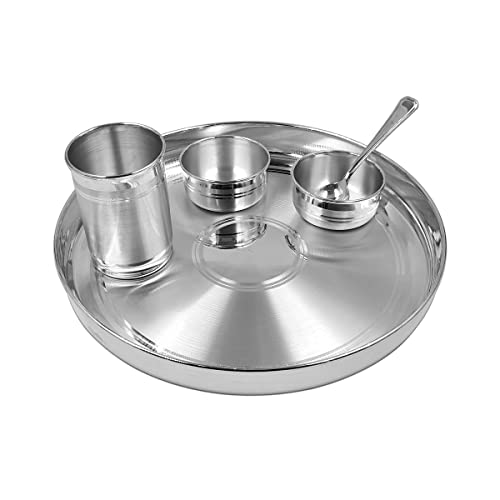 MAA SILVER Pure Silver 9 inches Dinner Set for Home BIS Hallmarked Perfect for Gifting and Personal Use (97% Purity)(550 Grams Silver) - Image 1