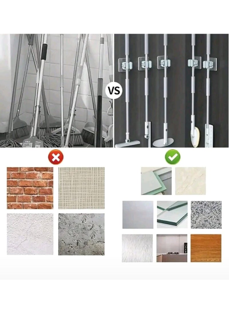 Wall Broom Holder, Wall Mop Holder, Broom Organizer, Broom Stick Mount, Wall Mount for Broom and Mop, Adhesive Mount for Mop, Wall Mount for Broom Stick, Wall Mount for Mop, Broom Hanger, Broom Mount, Wall-mounted Broom Holder, Broom and Mop Organizer, Broom and Mop Organizers, Bathroom Organizers, Cleaning Tools Organizer, Wall Mount for Broom, Handheld Broom, Wall Mount for Brooms, Home Decor for Broom Mounting, Broom Wall Mounting Piece, Brooms Mounted on the Wall, One Piece, White Color. - Image 4
