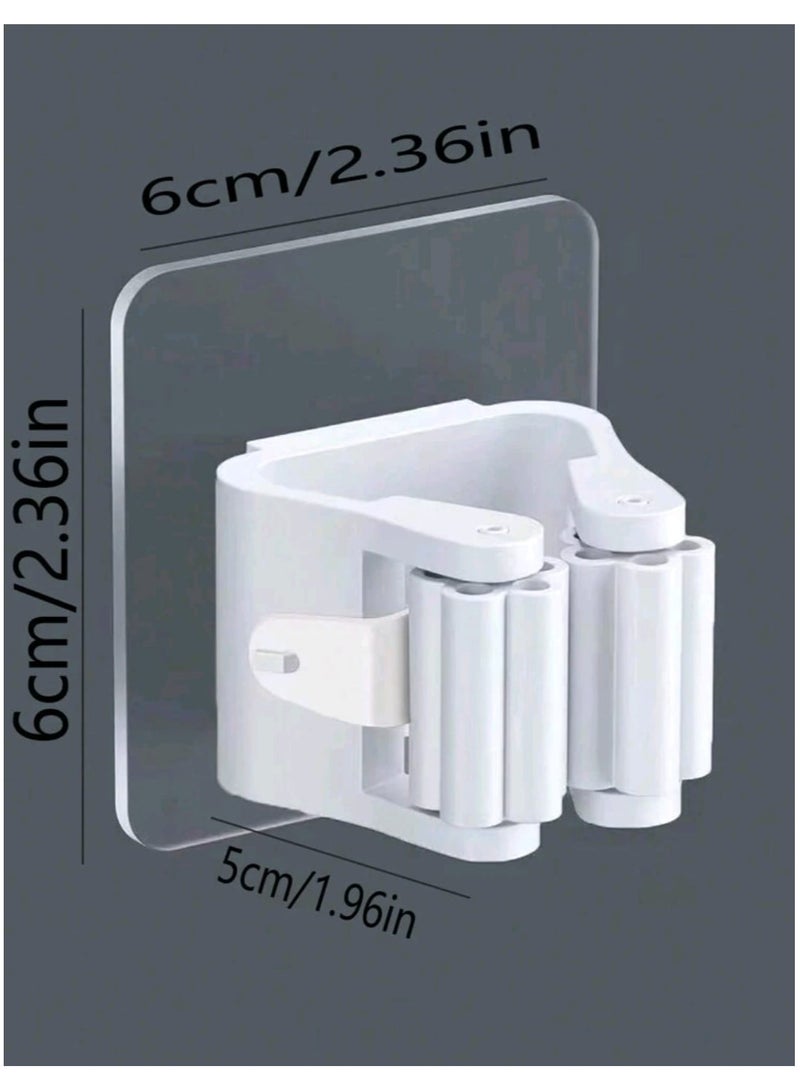 Wall Broom Holder, Wall Mop Holder, Broom Organizer, Broom Stick Mount, Wall Mount for Broom and Mop, Adhesive Mount for Mop, Wall Mount for Broom Stick, Wall Mount for Mop, Broom Hanger, Broom Mount, Wall-mounted Broom Holder, Broom and Mop Organizer, Broom and Mop Organizers, Bathroom Organizers, Cleaning Tools Organizer, Wall Mount for Broom, Handheld Broom, Wall Mount for Brooms, Home Decor for Broom Mounting, Broom Wall Mounting Piece, Brooms Mounted on the Wall, One Piece, White Color. - Image 1