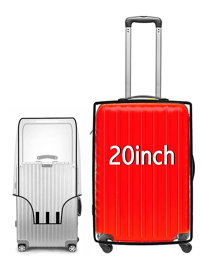 Fancy Walas 20 inch Pack of 1 Zippered Clear PVC Trolley Covers Protectors, Waterproof Dustproof Suitcase Covers Case for Wheeled Luggage Trolley Protective Covers (Black, Pack of 1, 20 Inch Small) - Image 1
