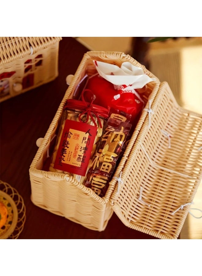 Handwoven Rattan House-Shaped Wicker Basket with Lid for Storage and Home Decor - Image 4