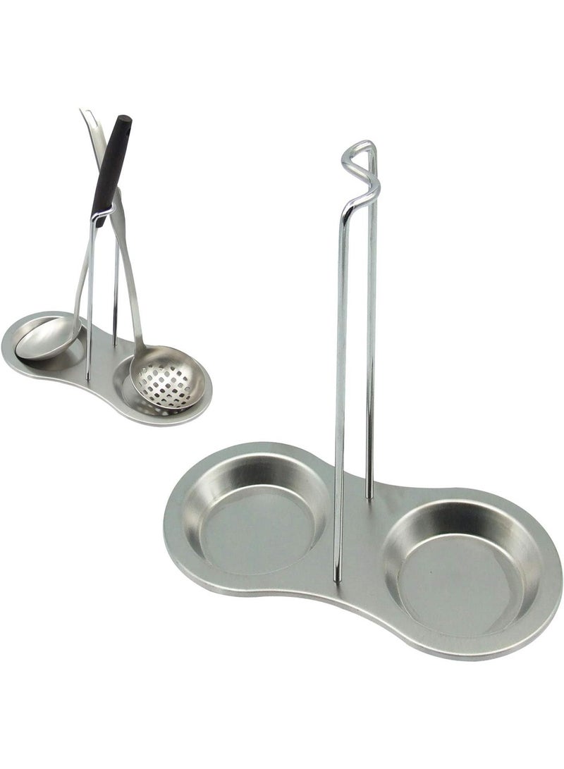 Stainless Steel Non-Perforated Table Drain Tray Kitchen Utensil Rack Pot Cover Spoon Holder Metal Support Spoon Rests Pot Clips - Image 1