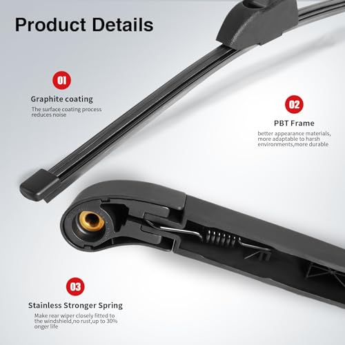 OTUAYAUTO Replacement for Hyundai Elantra GT, I30 2012-2017 Vehicles, Rear Windshield Back Wiper Arm Blade Set - OTUAYAUTO Factory OEM Replacement 98811A5000 - Image 4
