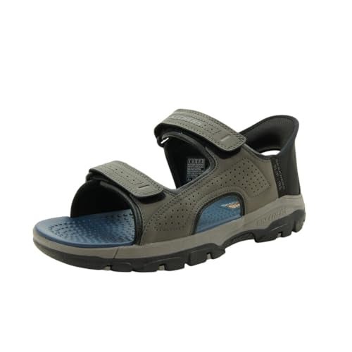 SKECHERS صندل سكيشرز للرجال Tresmen-Reece ذو حزامين مفتوح من الأمام، رمادي، 7 عريض - Image 1