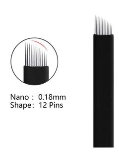 Realfrog 10 Pieces Disposable 0.18mm Microblading Blade Fine Needles Permanent Makeup Curve Brow Manual Eyebrow Embroidery Tattoo Microblade Needles - 12 Pins Shape  - Image 3