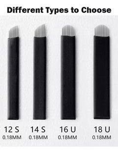 Realfrog 10 Pieces Disposable 0.18mm Microblading Blade Fine Needles Permanent Makeup Curve Brow Manual Eyebrow Embroidery Tattoo Microblade Needles - 12 Pins Shape  - Image 4