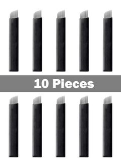 Realfrog 10 Pieces Disposable 0.18mm Microblading Blade Fine Needles Permanent Makeup Curve Brow Manual Eyebrow Embroidery Tattoo Microblade Needles - 12 Pins Shape  - Image 5