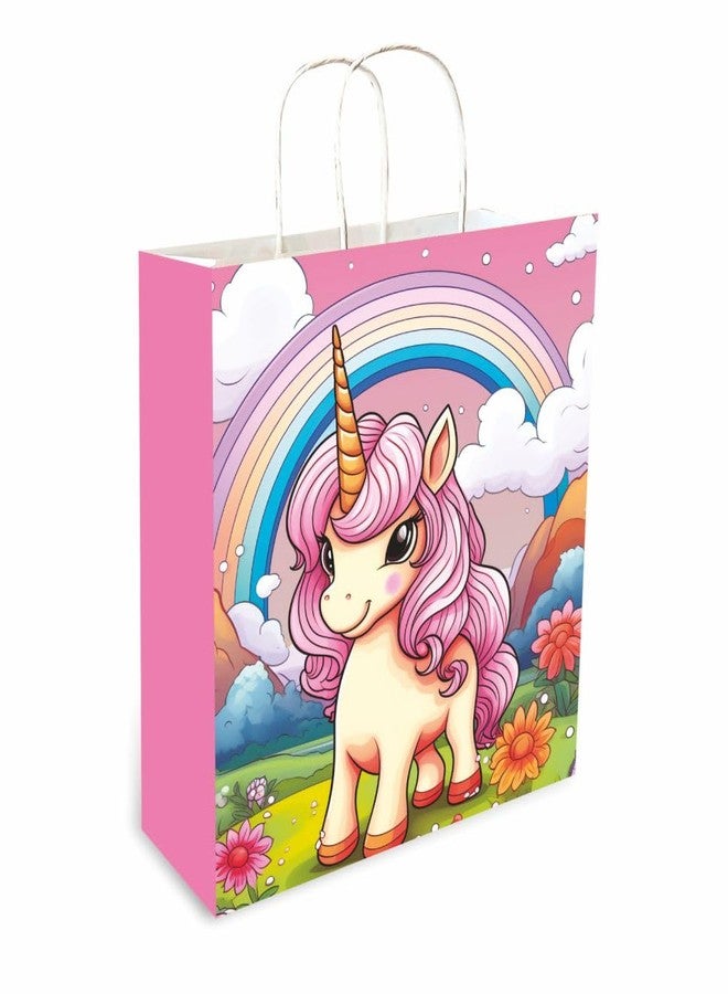 Omnipresent Pack Omnipresent Eco-Friendly Unicorn 3D Printed Paper Bags - 90 GSM, Pack of 24, Perfect for Diwali, Birthdays, Weddings, Return Gifts, Thank You Hampers, Goody Packets, Goodies and Packing Needs - Image 1
