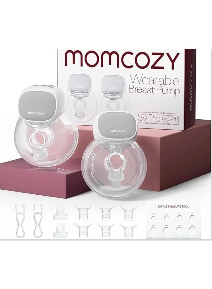 Momcozy S9 Pro Updated Wearable Breast Pump, Hands-Free, Longest Battery Life & LED Display, Portable Electric Breast Pump with 2 Modes & 9 Levels - 24mm (Grey, 2 Count) - Image 1