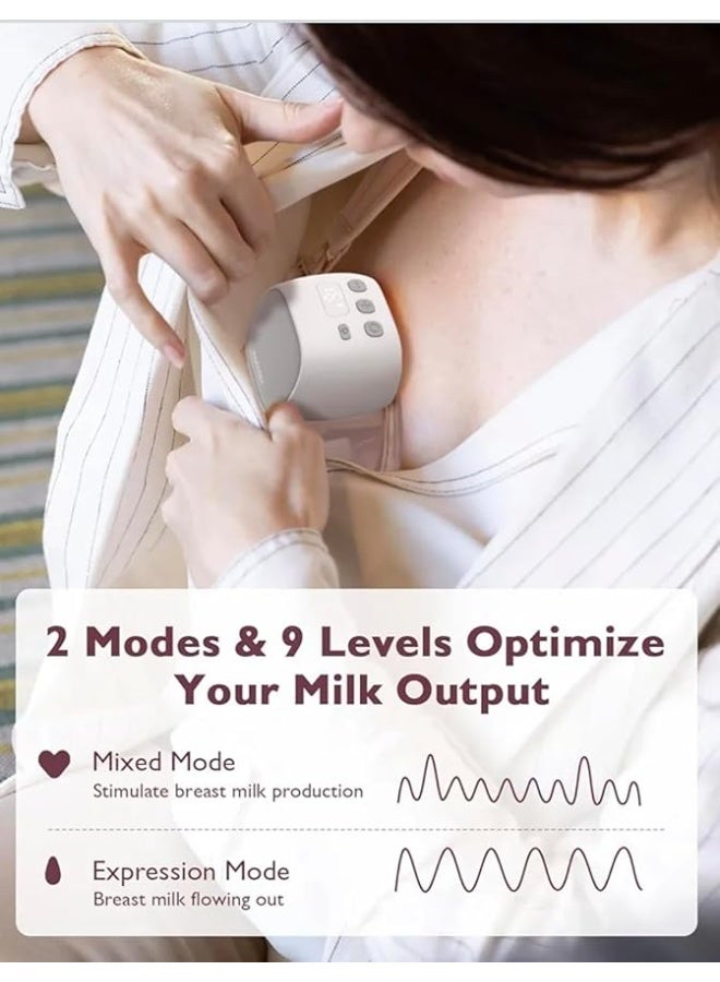 Momcozy S9 Pro Updated Wearable Breast Pump, Hands-Free, Longest Battery Life & LED Display, Portable Electric Breast Pump with 2 Modes & 9 Levels - 24mm (Grey, 2 Count) - Image 4