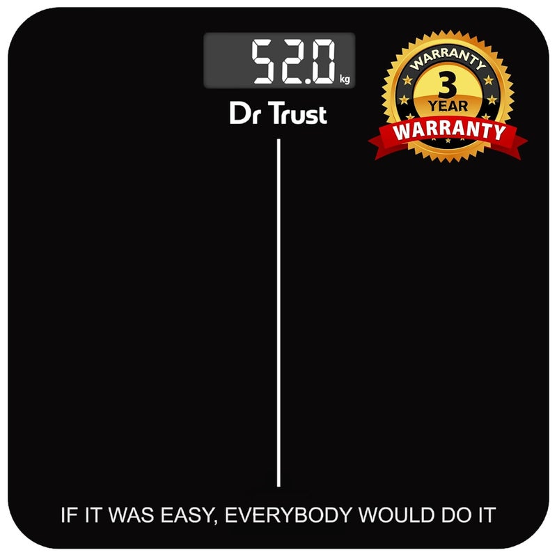 Dr Trust آلة وزن إلكترونية شخصية رقمية من USA Inspire لجسم الإنسان بسعة 180Kg - 523 (أسود) - Image 1
