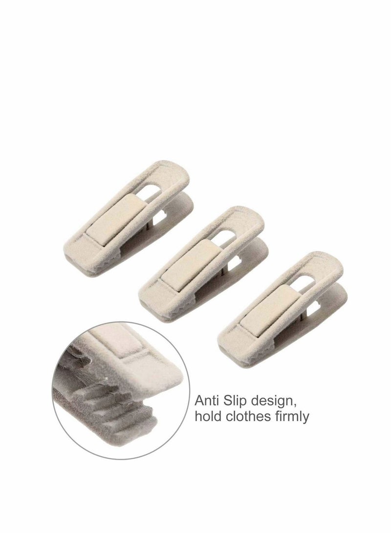 Velvet Hangers Clips, 20 Pcs Beige Pants Velvet Clips, Ivory Pants Hangers Velvet Clips, Strong Finger Flocked Clips Perfect for Use with Slim-line Clothes Velvet Hangers  - Image 4