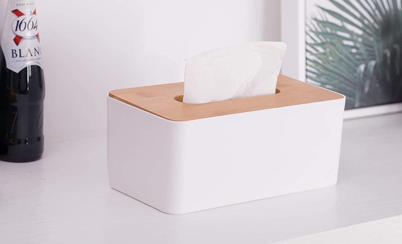 Mishrit Set of 1 Pcs Tissue Paper Holder Box for Home Office Desk Accessories ABS Plastic Wooden Material Made Tissue Papaer Storage Box for Man and Woman Use Multi Uses - Image 4