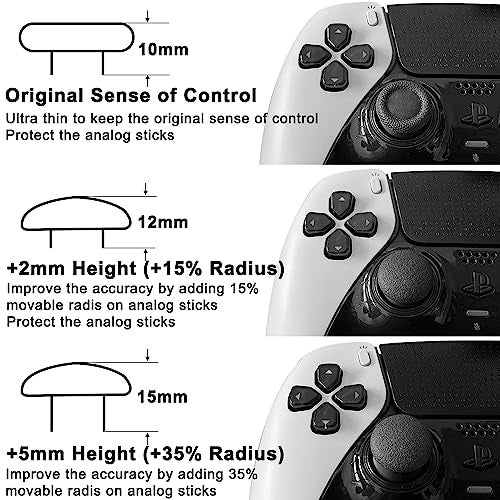 KUSTOMAZING Performance Thumbstick Caps Replacement Kit for PS5 DualSense Edge Controller, Thumb Stick Grips Accessories for PlayStation 5 Pro Elite Controller (Standard Concave*2, Low Dome*2, High Dome*2, Black) - Image 2