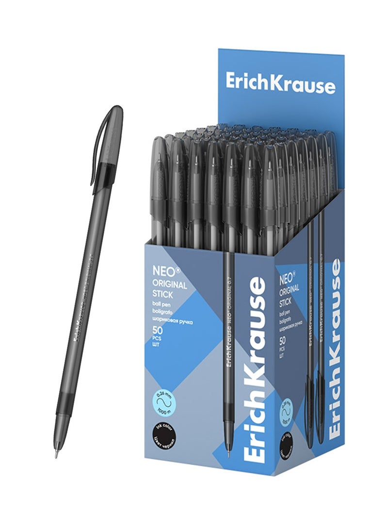ErichKrause 50-Piece Neo Original Stick Ballpoint Pen 0.7mm Tip Black Ink - Image 1