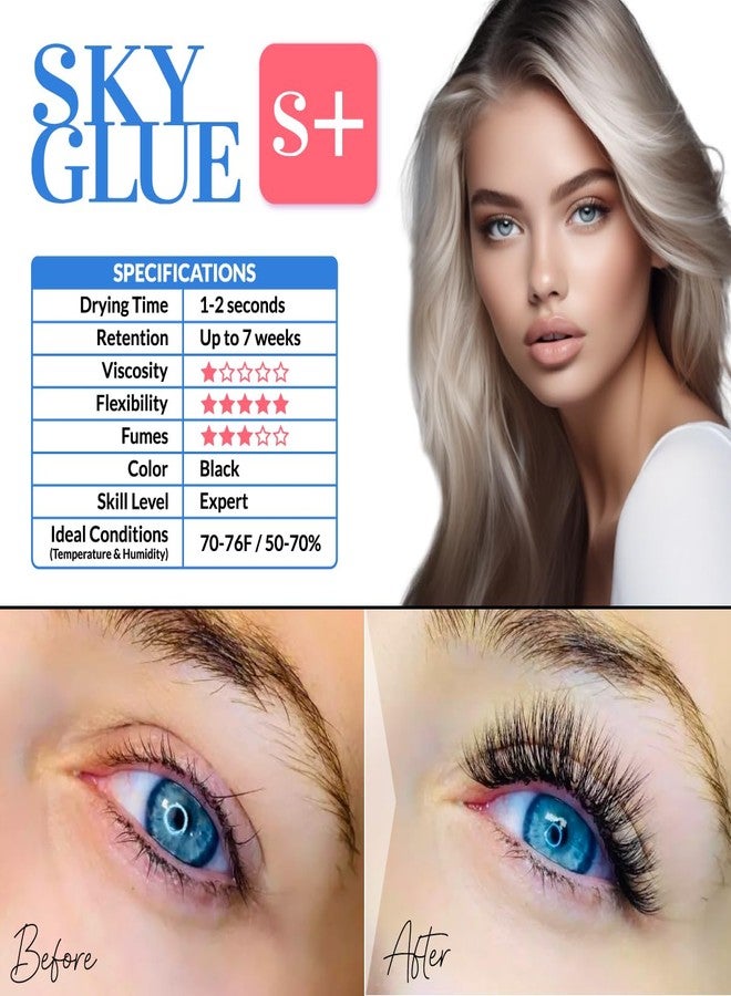 beau lashes زجاجتان من لاصق سكاي للتمديدات الرموش S+ | لاصق أسود قوي للغاية لتمديدات الرموش الاحترافية طويلة الأمد شبه الدائمة | يجف بسرعة / احتفاظ لمدة 7+ أسابيع 5 مل - Image 5