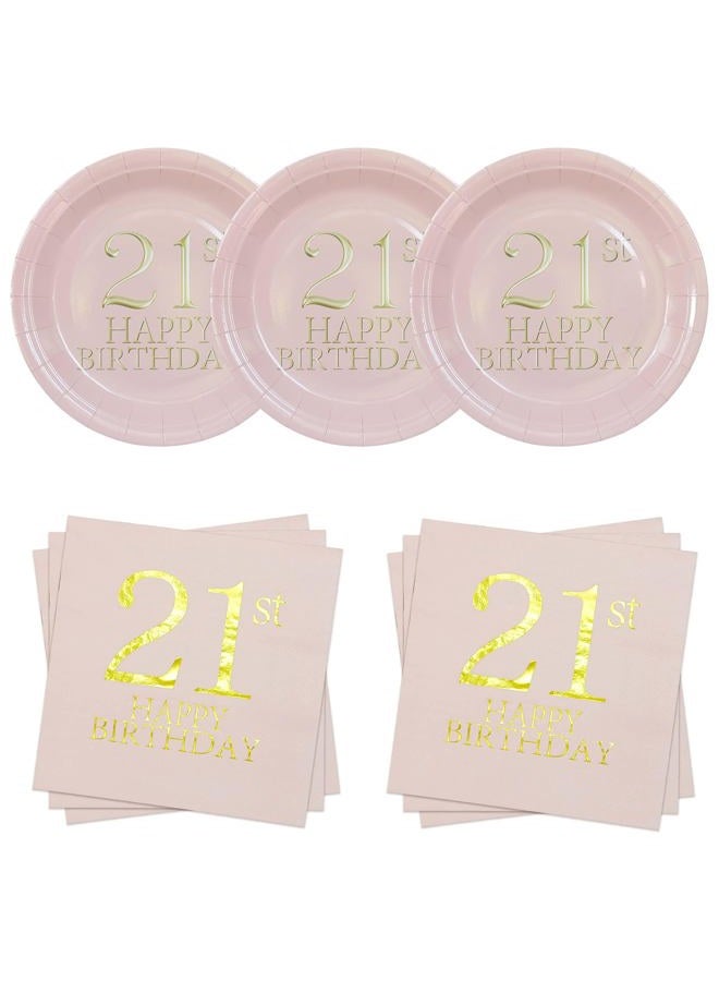 Pandecor Birthday Party Plates and Napkins Party Supplies,Disposable Birthday Party Decorations Set Serve up to 20 Guests (21st) - Image 1
