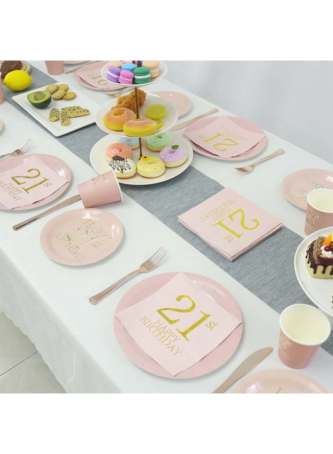 Pandecor Birthday Party Plates and Napkins Party Supplies,Disposable Birthday Party Decorations Set Serve up to 20 Guests (21st) - Image 4