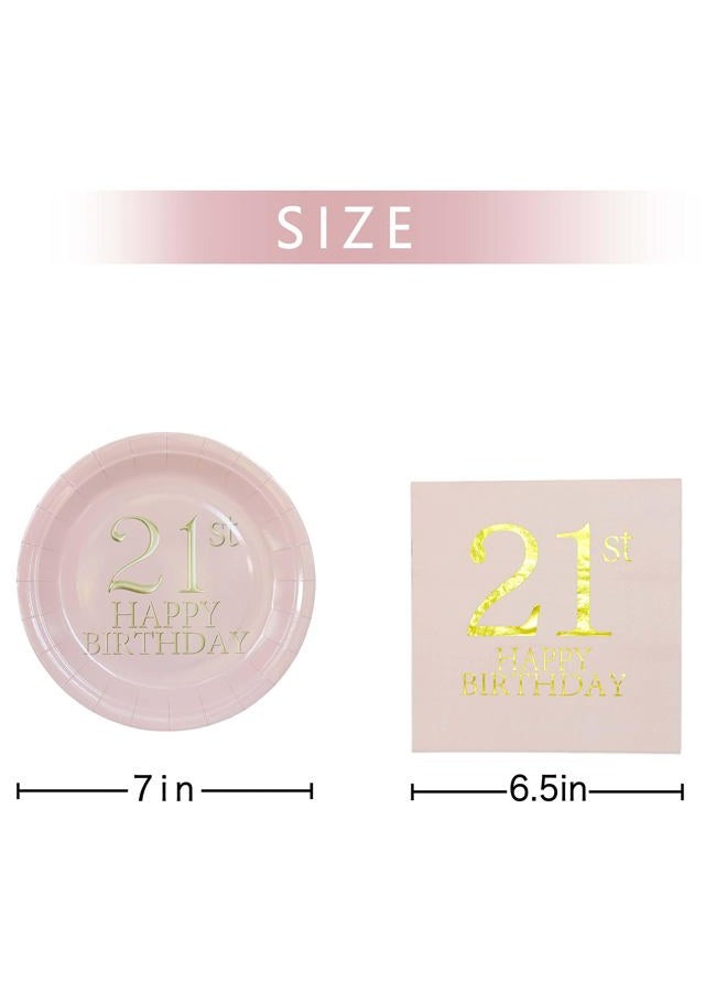 Pandecor Birthday Party Plates and Napkins Party Supplies,Disposable Birthday Party Decorations Set Serve up to 20 Guests (21st) - Image 2
