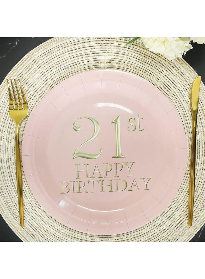 Pandecor Birthday Party Plates and Napkins Party Supplies,Disposable Birthday Party Decorations Set Serve up to 20 Guests (21st) - Image 5