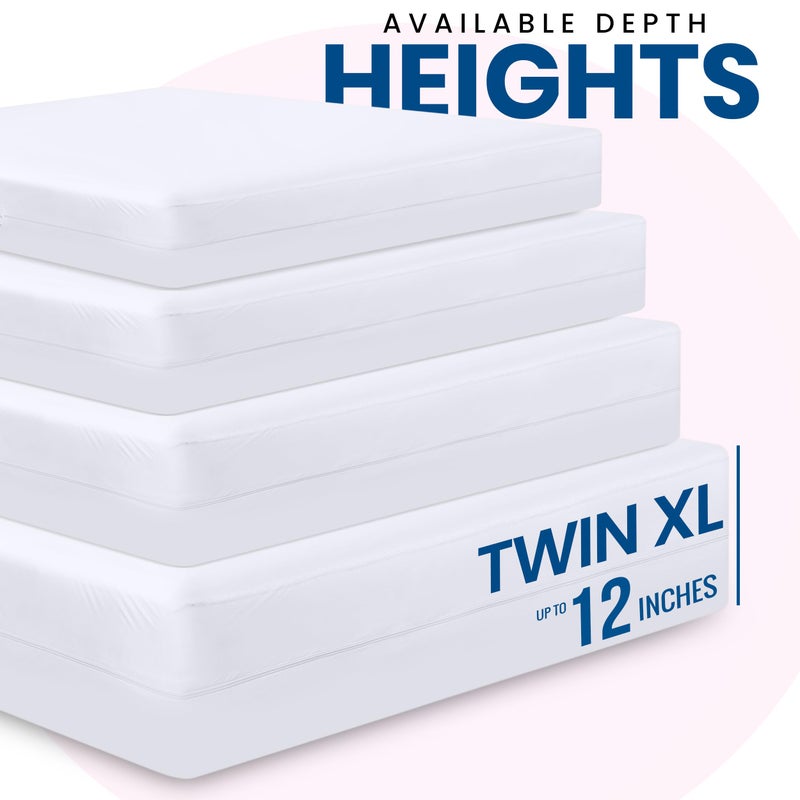 Utopia Bedding Premium Waterproof Bed Bug Mattress Cover, Twin XL Zippered Mattress Protector, 12 Inches Deep, Dust Mite Proof 6-Sided Mattress Encasement for Bed - Image 2