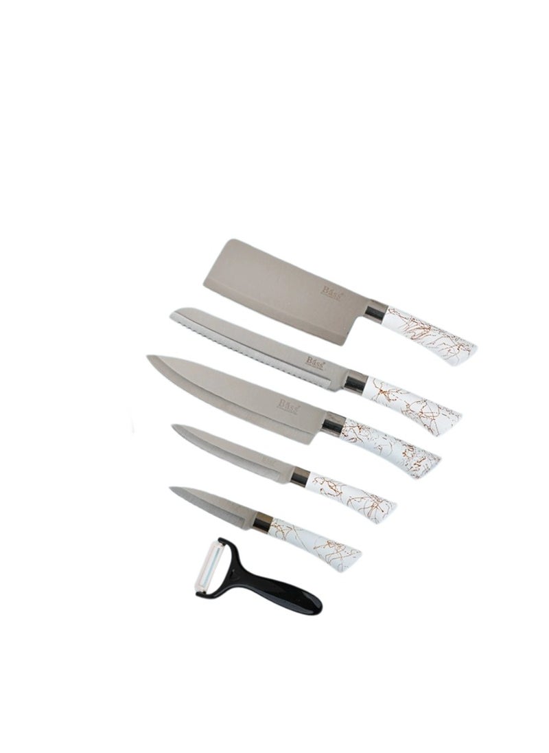 BASURRAH 6 Piece Stainless Steel Kitchen Knife Set with Peeler  - Image 3