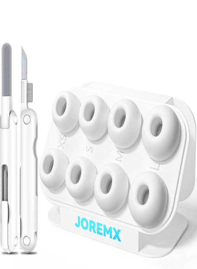 joremx 4 Pairs Silicone Replacement Ear Tips for AirPods Pro (2019) & AirPods Pro 2 (2022) with Cleaning Pen,Noise Reduction Holewith & Built-in dust Guard Screen,USB-C (2023)-4 Sizes (XS/S/M/L) - Image 1