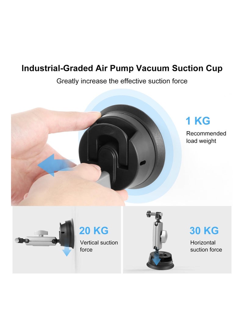 Car Suction Cup Mount with 360° Rotation for Windshield & Window, Compatible with GoPro Hero 11 10 9 8 7, Insta360 X3, DJI Action Cameras, Ideal for Cars, Tiles, and Table Tops.