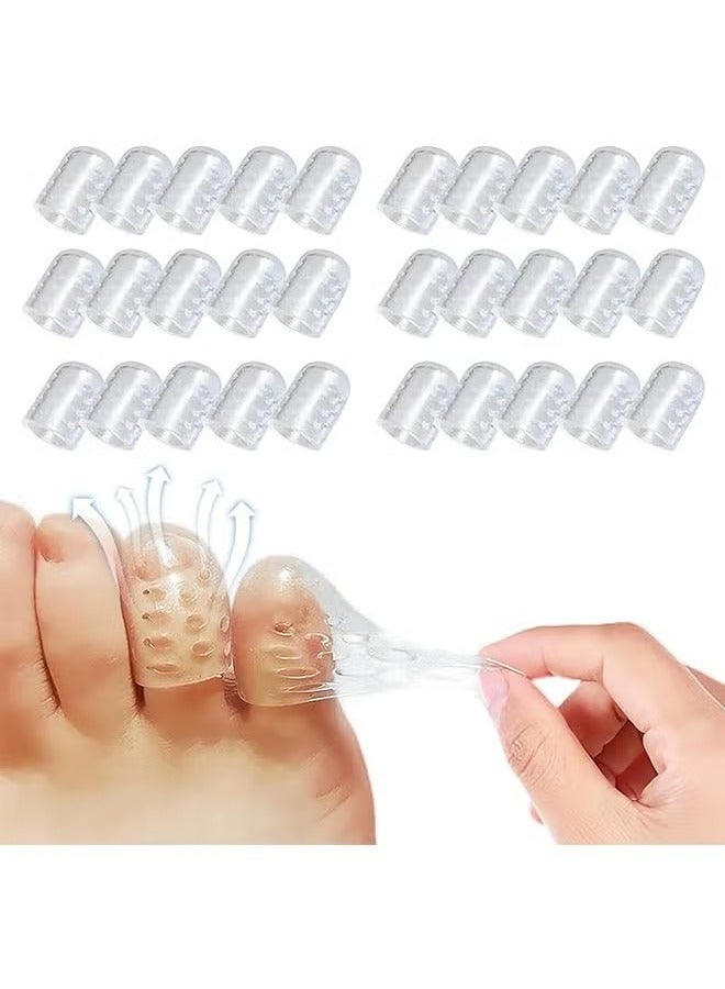 Generic 30Pcs Silicone Anti-Friction Toe Protector, Breathable Gel Toe Sleeves Toe Protectors, Little Toe Cover Used for Ingrown Toenails, Corns, Calluses, Blisters and Pain Relief - Transparent  - Image 1