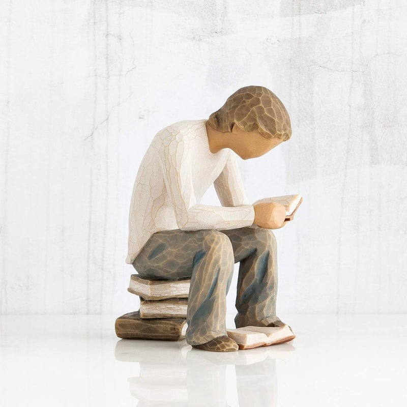 Willow Tree Quest Boy Reading Figurine by Susan Lordi - Hand-Painted Resin Sculpture - Image 4