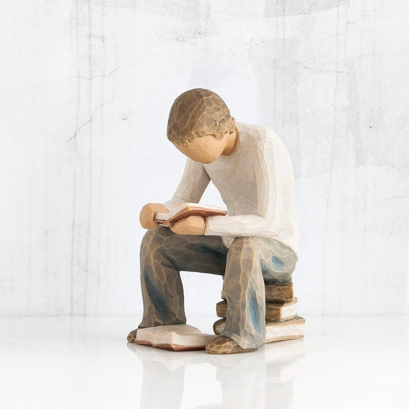 Willow Tree Quest Boy Reading Figurine by Susan Lordi - Hand-Painted Resin Sculpture - Image 2