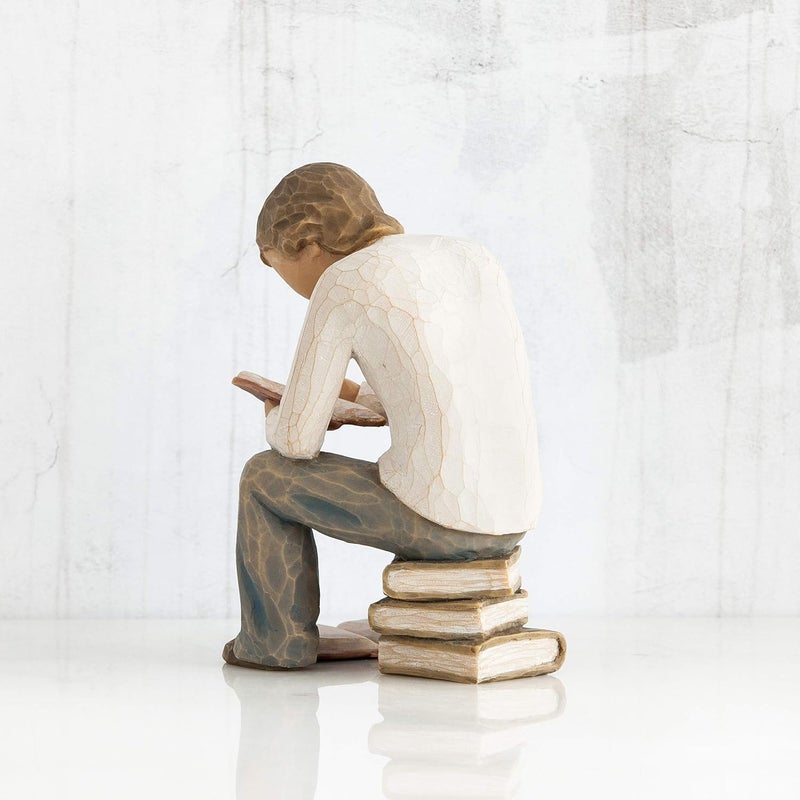 Willow Tree Quest Boy Reading Figurine by Susan Lordi - Hand-Painted Resin Sculpture - Image 3