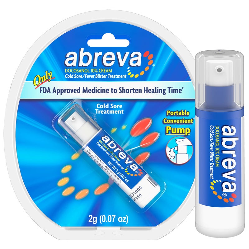 Abreva 10 Percent Docosanol Cold Sore Treatment, Treats Your Fever Blister in 2.5 Days - 0.07 oz Pump - Image 1