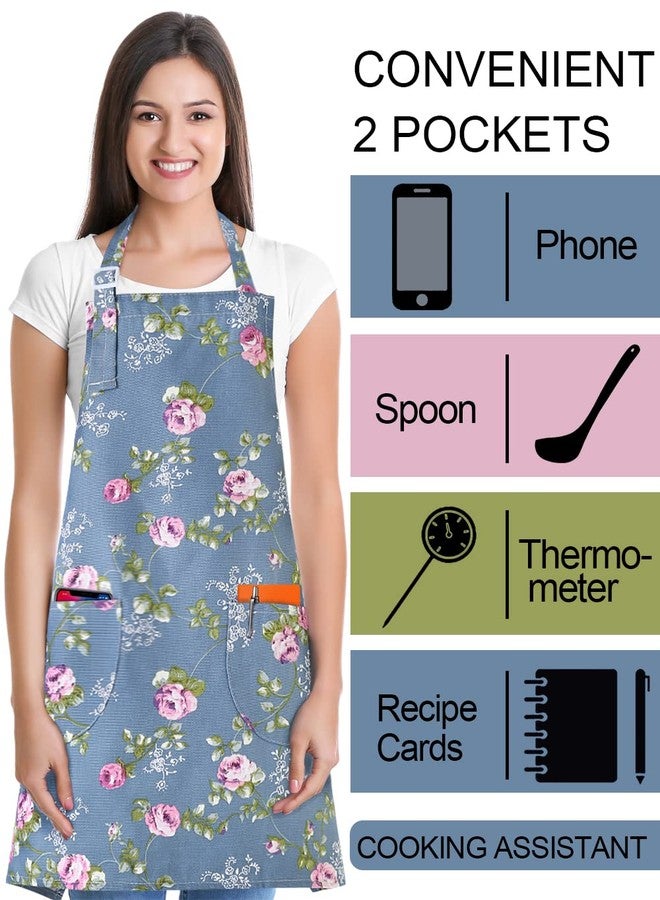 APRONNER 3 PCS Cooking kitchen Baking Aprons for Women with Pockets Vintage Cotton Linen 01 - Image 2