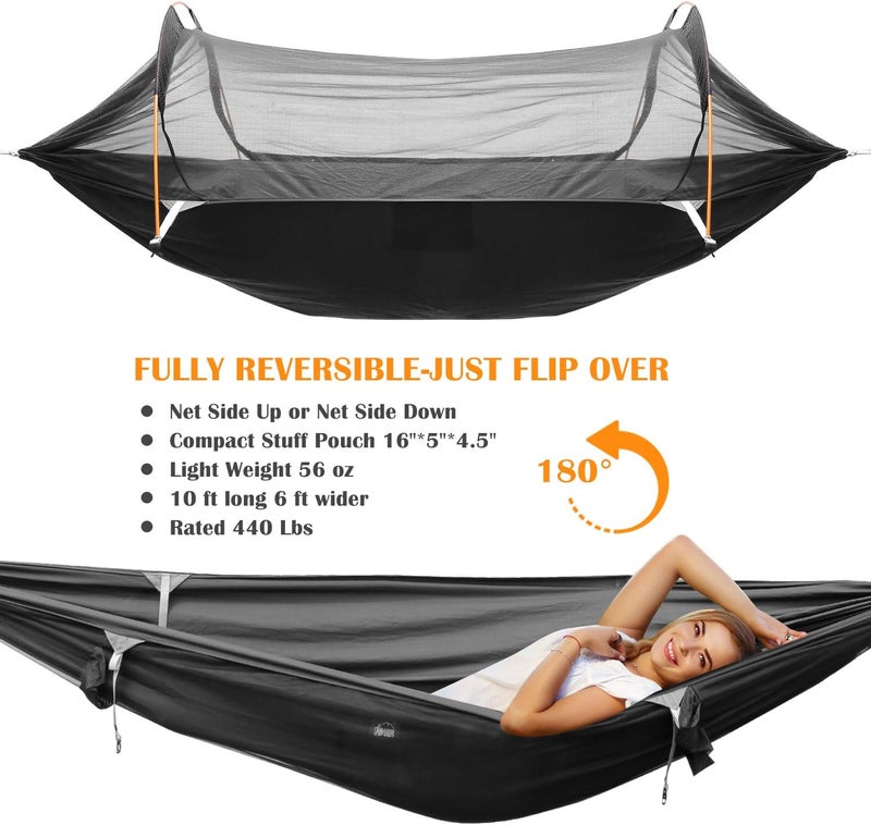 W WINTMING WintMing Hammock with Mosquito Net and Rain Fly Cover 3 in 1 Camping Hammock Tent 440lbs Load - Image 5